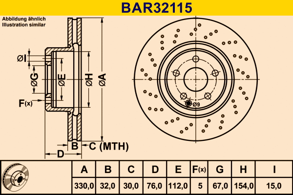 Disque de frein BARUM BAR32115