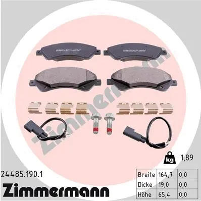 Kit de plaquettes de frein, frein à disque ZIMMERMANN 24485.190.1