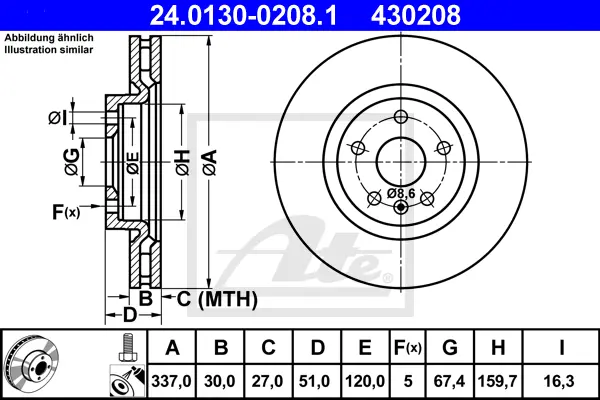 Disque de frein ATE-APAC 24.0130-0208.1