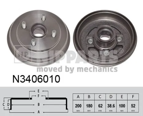 Tambour de frein NIPPARTS N3406010