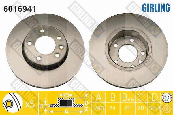 Disque de frein GIRLING 6016941