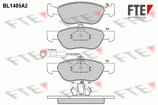 Kit de plaquettes de frein, frein à disque FTE 9010178
