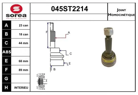 Jeu de joints, arbre de transmission STARTCAR 045ST2214