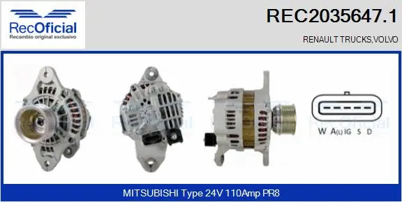 Alternateur RECOFICIAL REC2035647.1