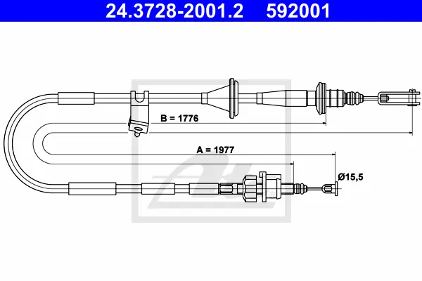Tirette à câble, commande d'embrayage ATE-APAC 24.3728-2001.2