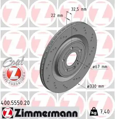 Disque de frein ZIMMERMANN 400.5550.20