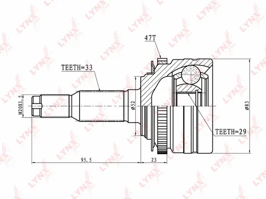 Jeu de joints, arbre de transmission LYNXAUTO CO-1805A