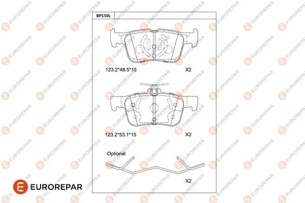 Kit de plaquettes de frein, frein à disque EUROREPAR 1681215380