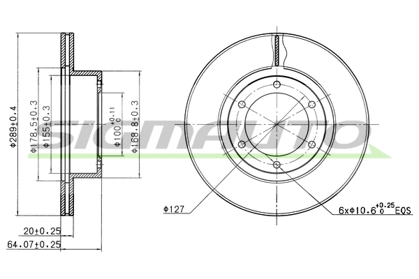 Disque de frein SIGMAUTO DBA596V