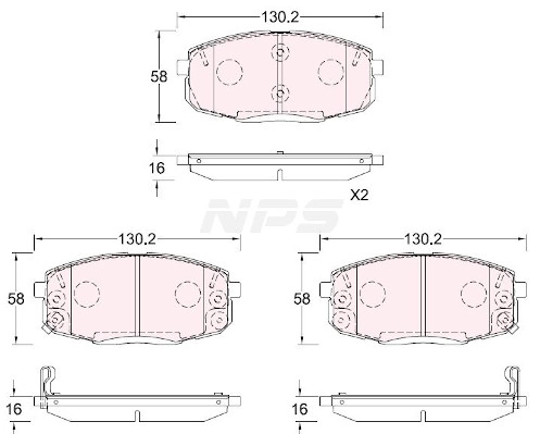 Kit de plaquettes de frein, frein à disque NPS H360I38