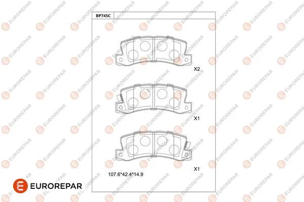 Kit de plaquettes de frein, frein à disque EUROREPAR 1681276280