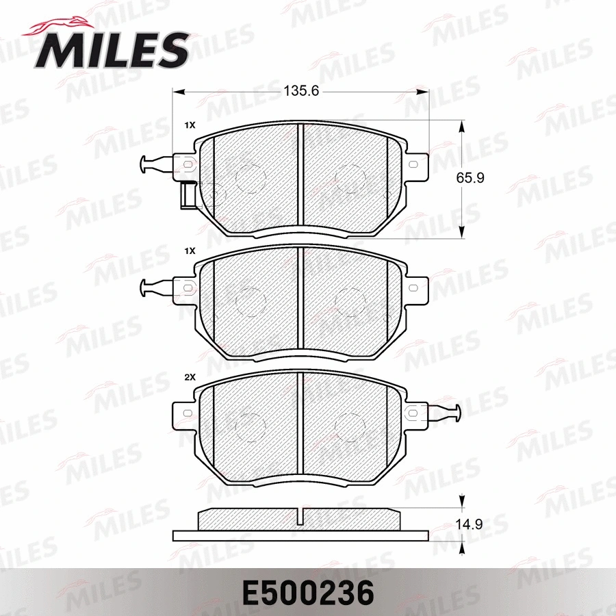 Kit de plaquettes de frein, frein à disque MILES E500236