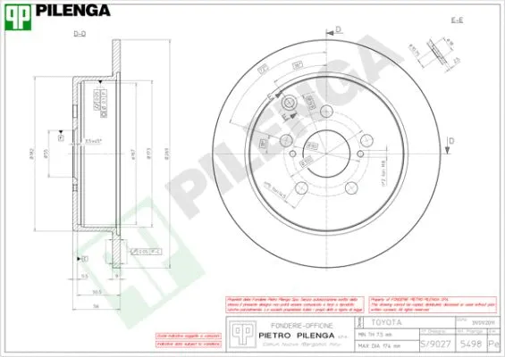 Disque de frein PILENGA 5498