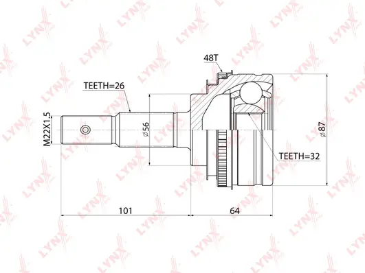 Jeu de joints, arbre de transmission LYNXAUTO CO-7550A