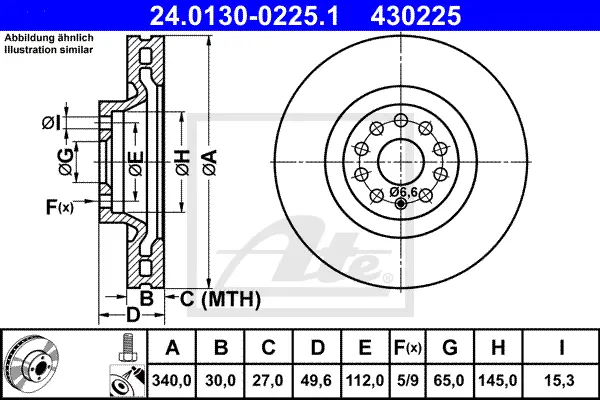 Disque de frein ATE-APAC 24.0130-0225.1