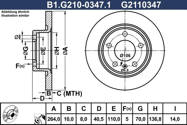 Disque de frein GALFER B1.G210-0347.1
