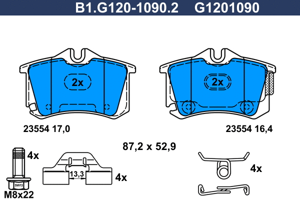 Kit de plaquettes de frein, frein à disque GALFER B1.G120-1090.2