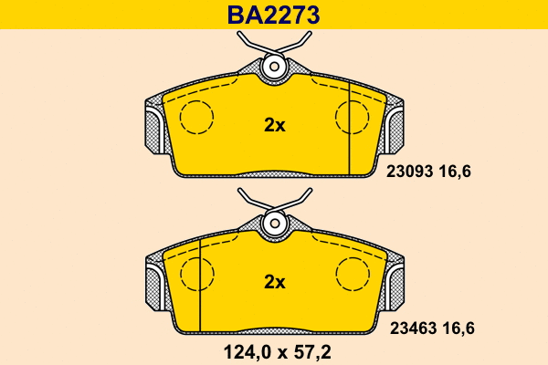 Kit de plaquettes de frein, frein à disque BARUM BA2273