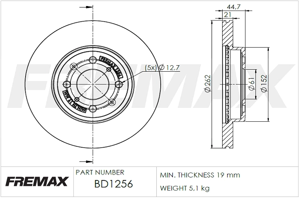 Disque de frein FREMAX BD-1256