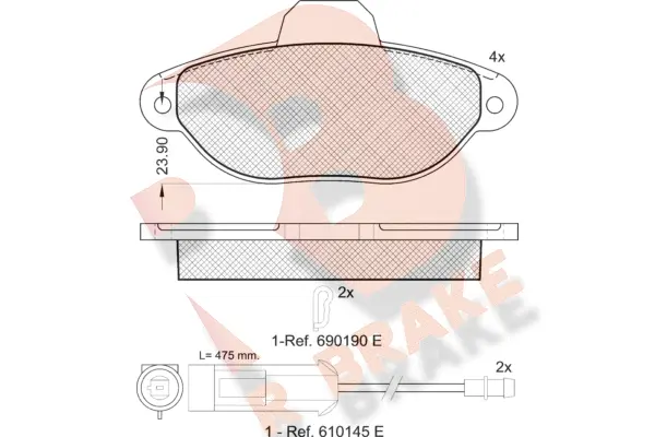 Kit de plaquettes de frein, frein à disque R BRAKE RB0953