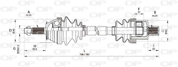 Arbre de transmission OPEN PARTS DRS6164.00