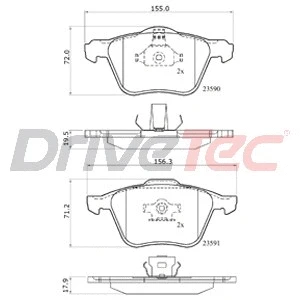 Kit de plaquettes de frein, frein à disque DriveTec DPAD1821