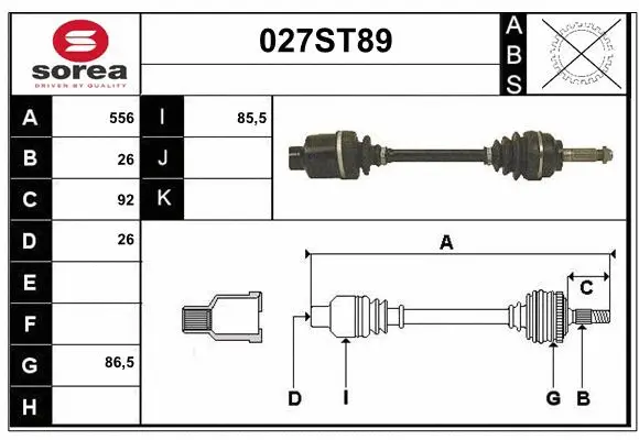 Arbre de transmission STARTCAR 027ST89