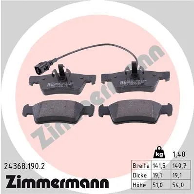 Kit de plaquettes de frein, frein à disque ZIMMERMANN 24368.190.2