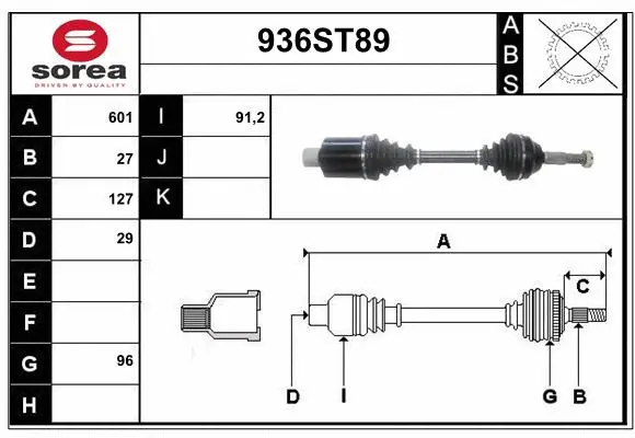 Arbre de transmission STARTCAR 936ST89