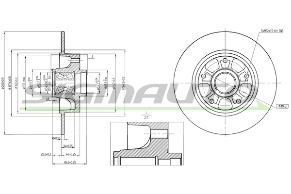 Disque de frein SIGMAUTO DBB730S