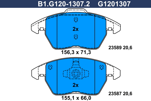 Kit de plaquettes de frein, frein à disque GALFER B1.G120-1307.2