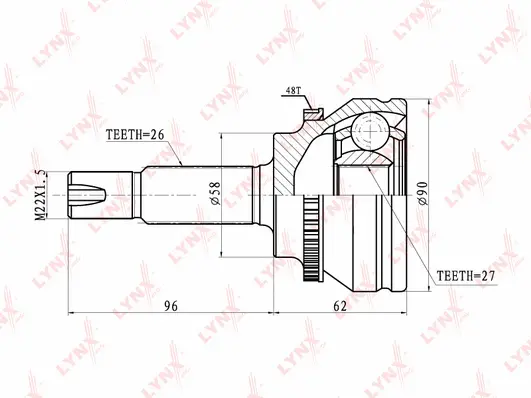 Jeu de joints, arbre de transmission LYNXAUTO CO-7503A