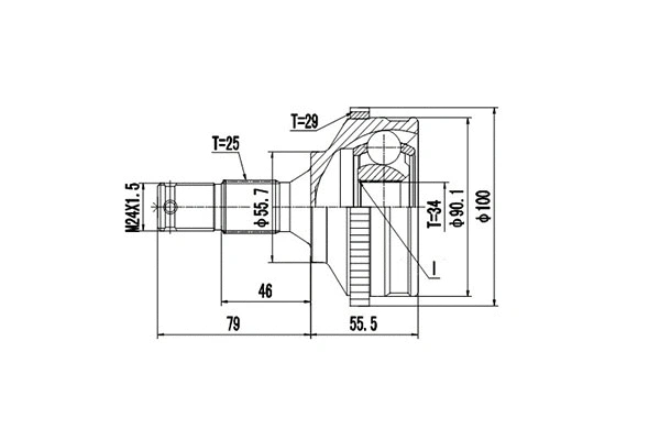 Jeu de joints, arbre de transmission DYNAMATRIX DCV845003