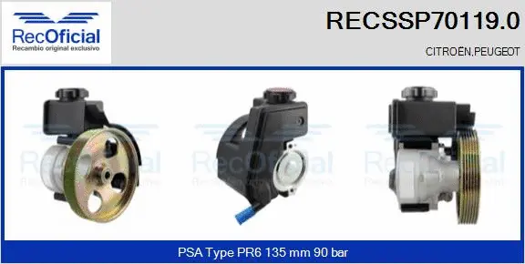 Pompe hydraulique, direction RECOFICIAL RECSSP70119.0