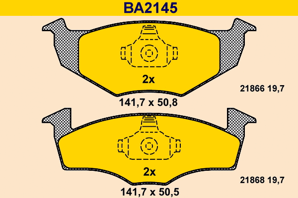 Kit de plaquettes de frein, frein à disque BARUM BA2145