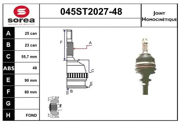 Jeu de joints, arbre de transmission STARTCAR 045ST2027-48