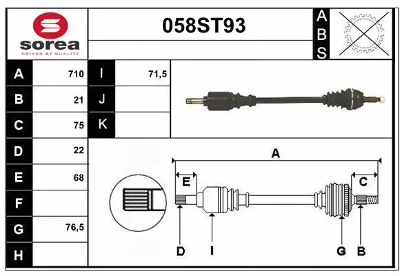 Arbre de transmission STARTCAR 058ST93