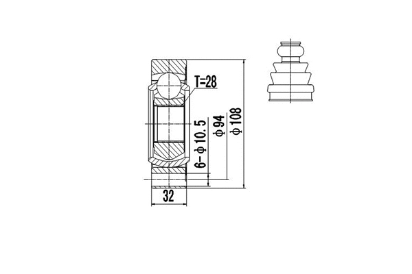 Jeu de joints, arbre de transmission DYNAMATRIX DCV602004