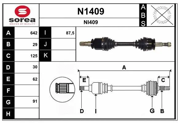 Arbre de transmission SNRA N1409