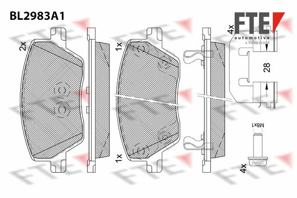 Kit de plaquettes de frein, frein à disque FTE 9011229