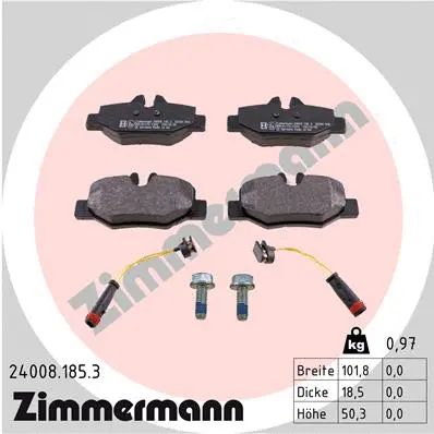 Kit de plaquettes de frein, frein à disque ZIMMERMANN 24008.185.3