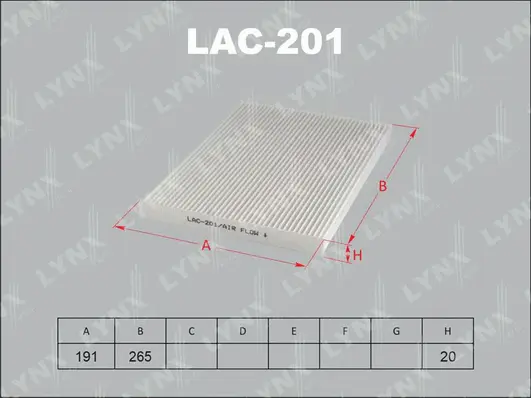 Filtre, air de l'habitacle LYNXAUTO LAC-201