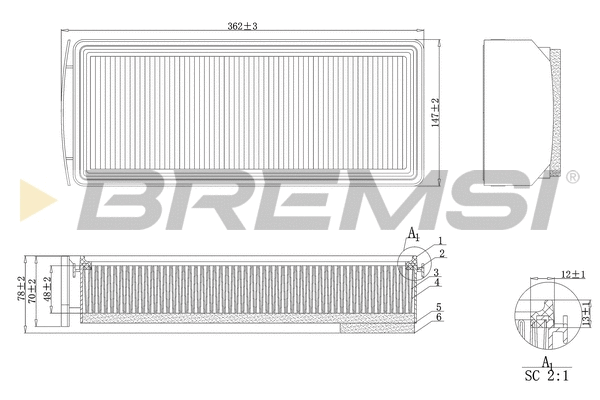 Filtre à air BREMSI FA1205