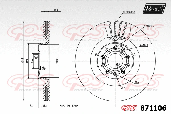 Disque de frein MAXTECH 871106
