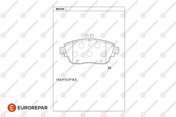 Kit de plaquettes de frein, frein à disque EUROREPAR 1681233080