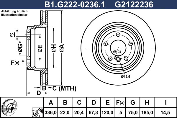 Disque de frein GALFER B1.G222-0236.1