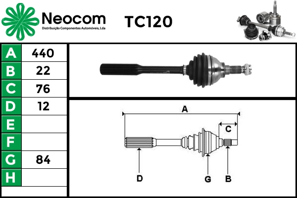 Arbre de transmission NEOCOM TC120