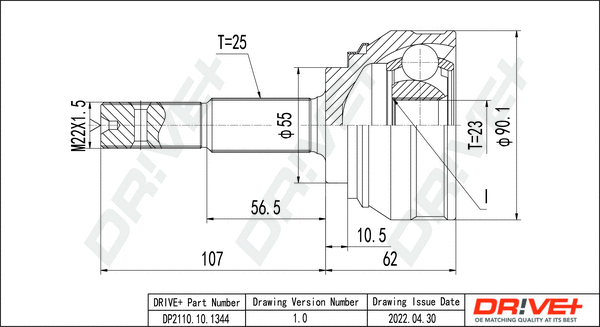 Jeu de joints, arbre de transmission Dr!ve+ DP2110.10.1344
