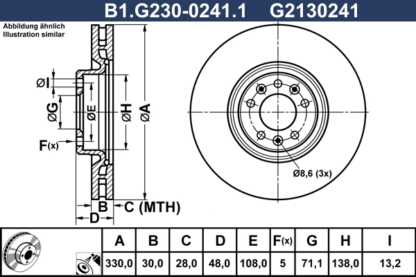 Disque de frein GALFER B1.G230-0241.1