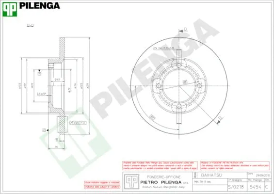 Disque de frein PILENGA 5454
